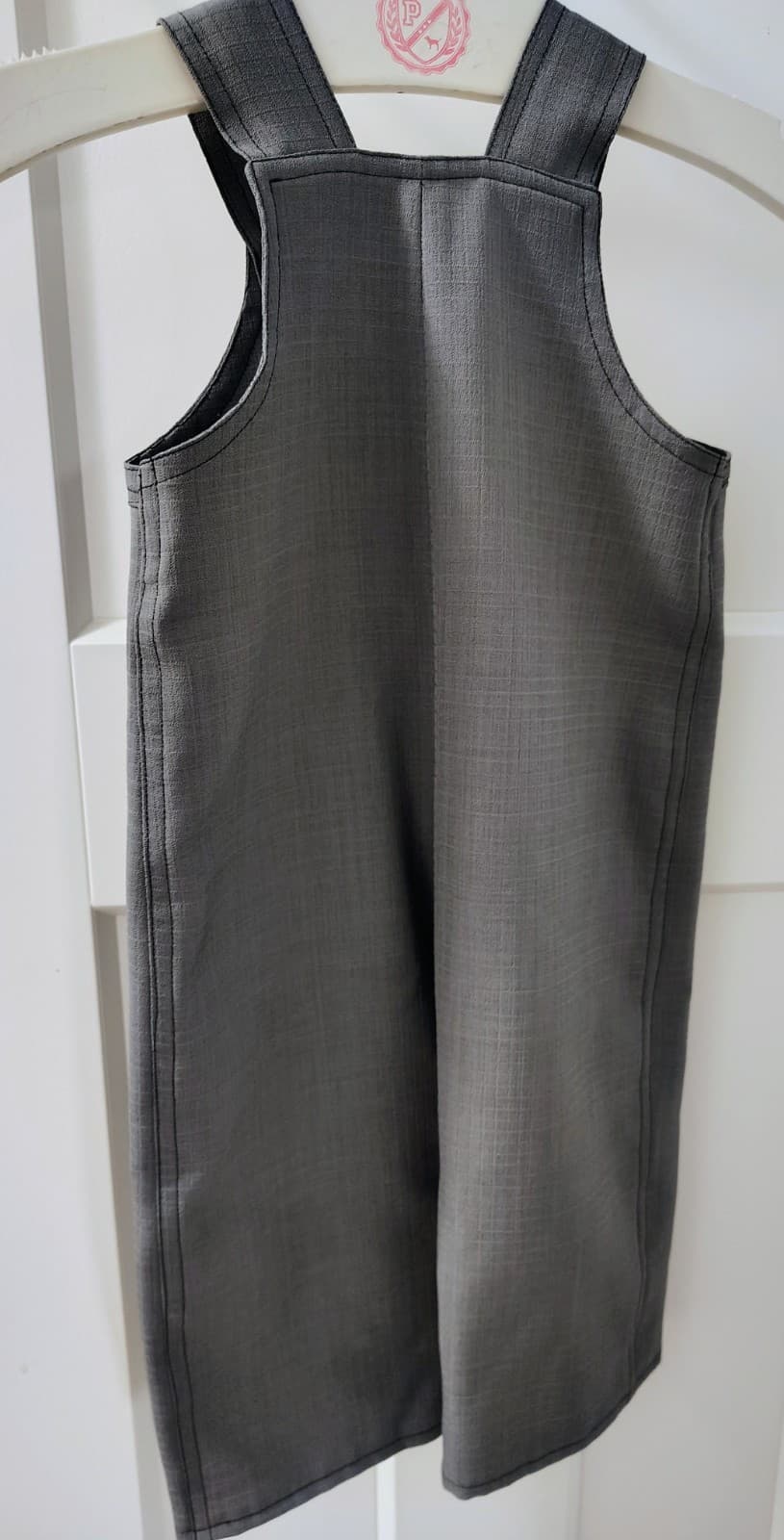 Amish Handmade Toddler Boys Gray Overalls - Thumbnail 4