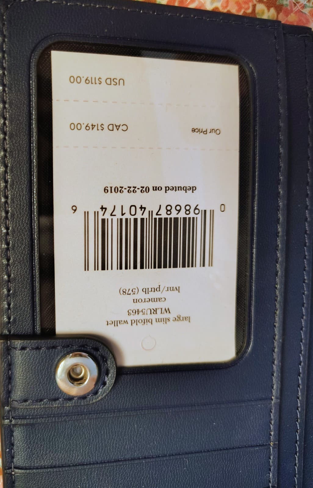 Kate Spade Cameron Bifold Wallet, Navy, Lavender, NWT $119 - Thumbnail 7