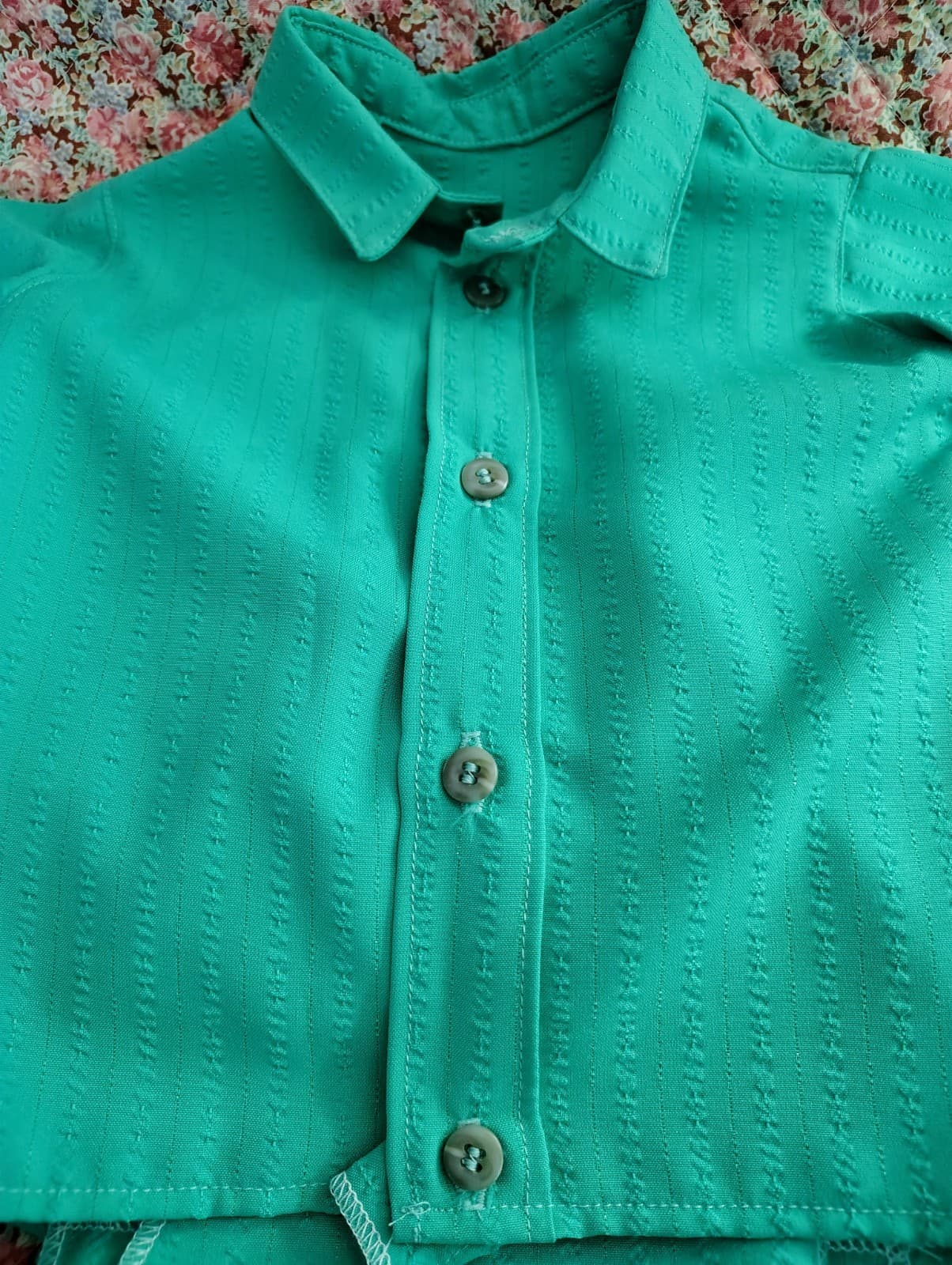 Amish Handmade Baby Boys Green Dress Shirt Diaper Cover - Thumbnail 4