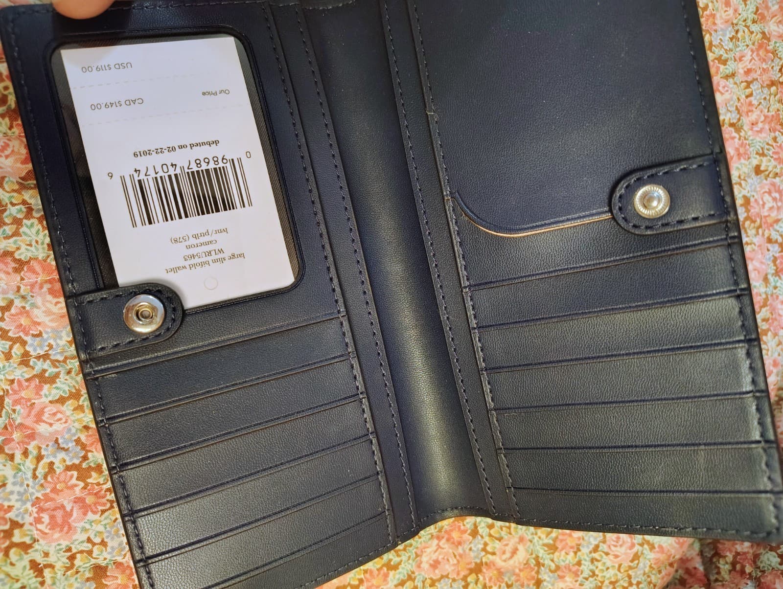 Kate Spade Cameron Bifold Wallet, Navy, Lavender, NWT $119 - Thumbnail 10