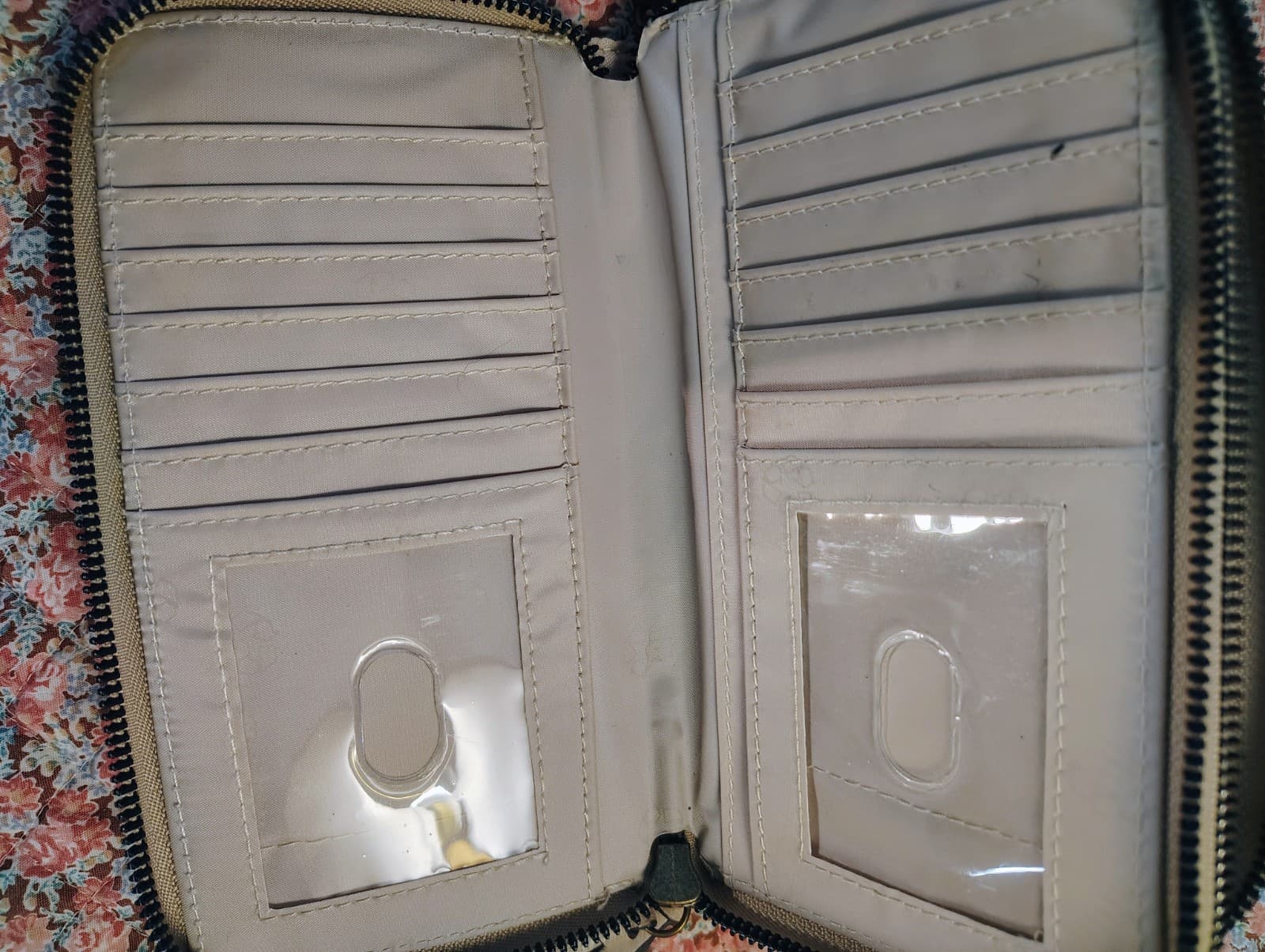 Beige SafeKeeper Organizer Zip Around Faux Leather Wallet - Thumbnail 8