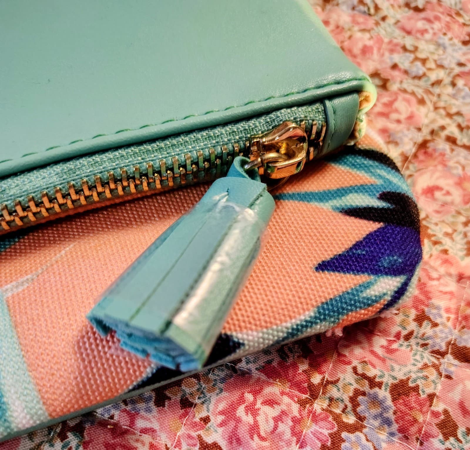NWOT Rachel Pally Paradise In Blue Foldover Clutch Purse Floral Retro - Thumbnail 3