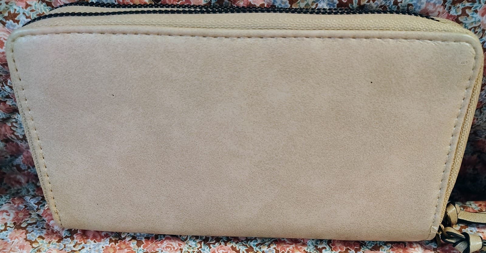 Beige SafeKeeper Organizer Zip Around Faux Leather Wallet - Thumbnail 3