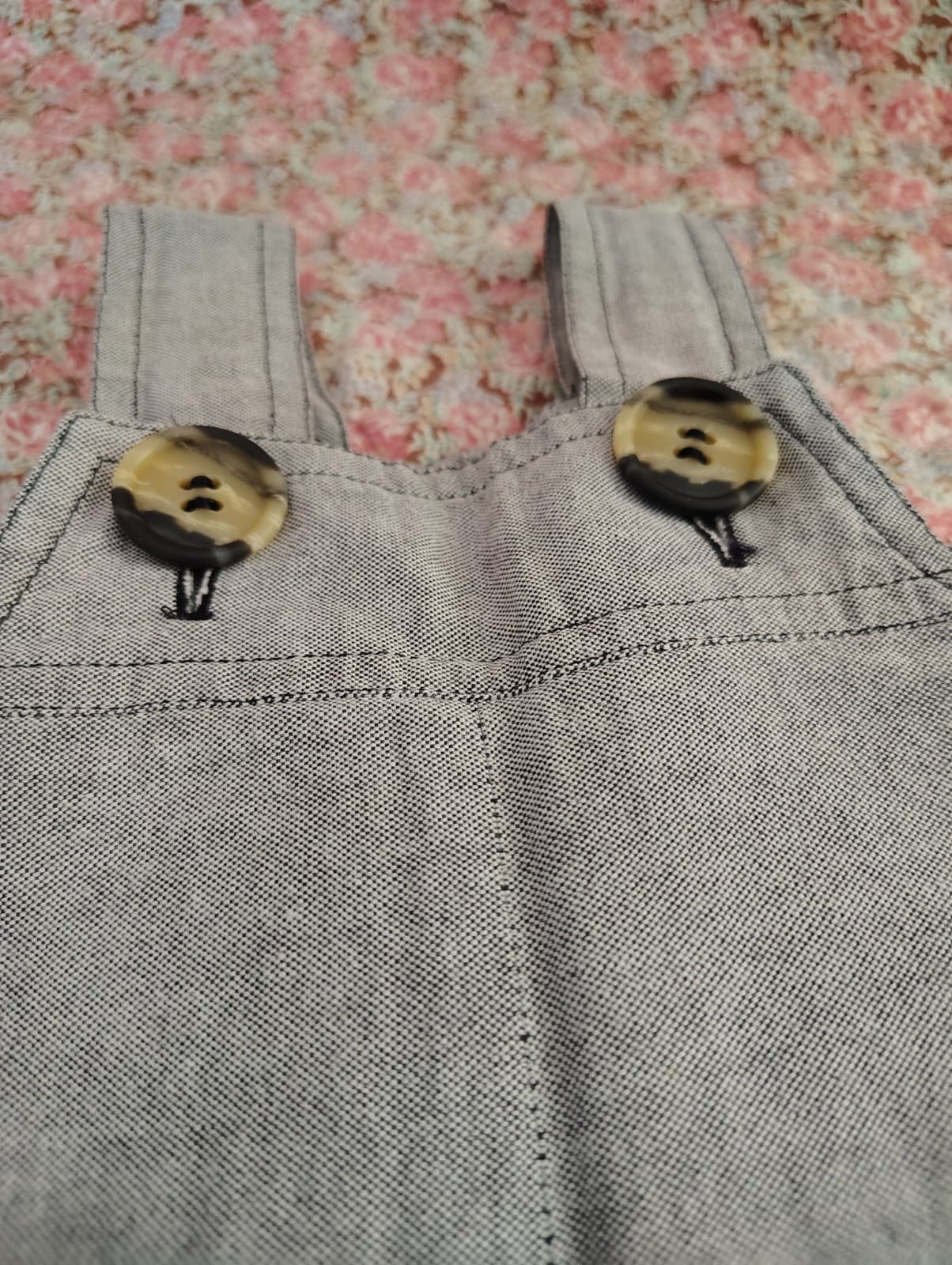 Amish Handmade Toddler Boys Gray Overalls - Thumbnail 3