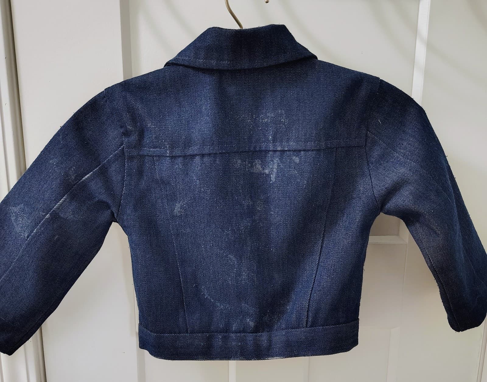 Amish Handmade Toddler Boys Blue Cotton Denim Jean Jacket - Thumbnail 6