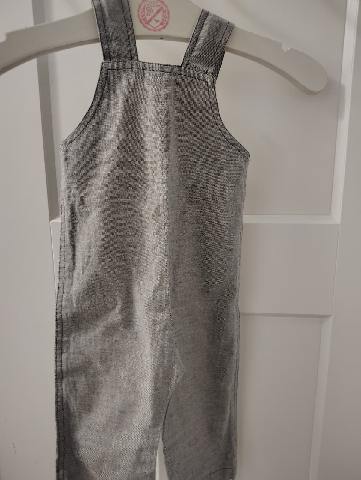 Amish Handmade Toddler Boys Gray Overalls - Thumbnail 5
