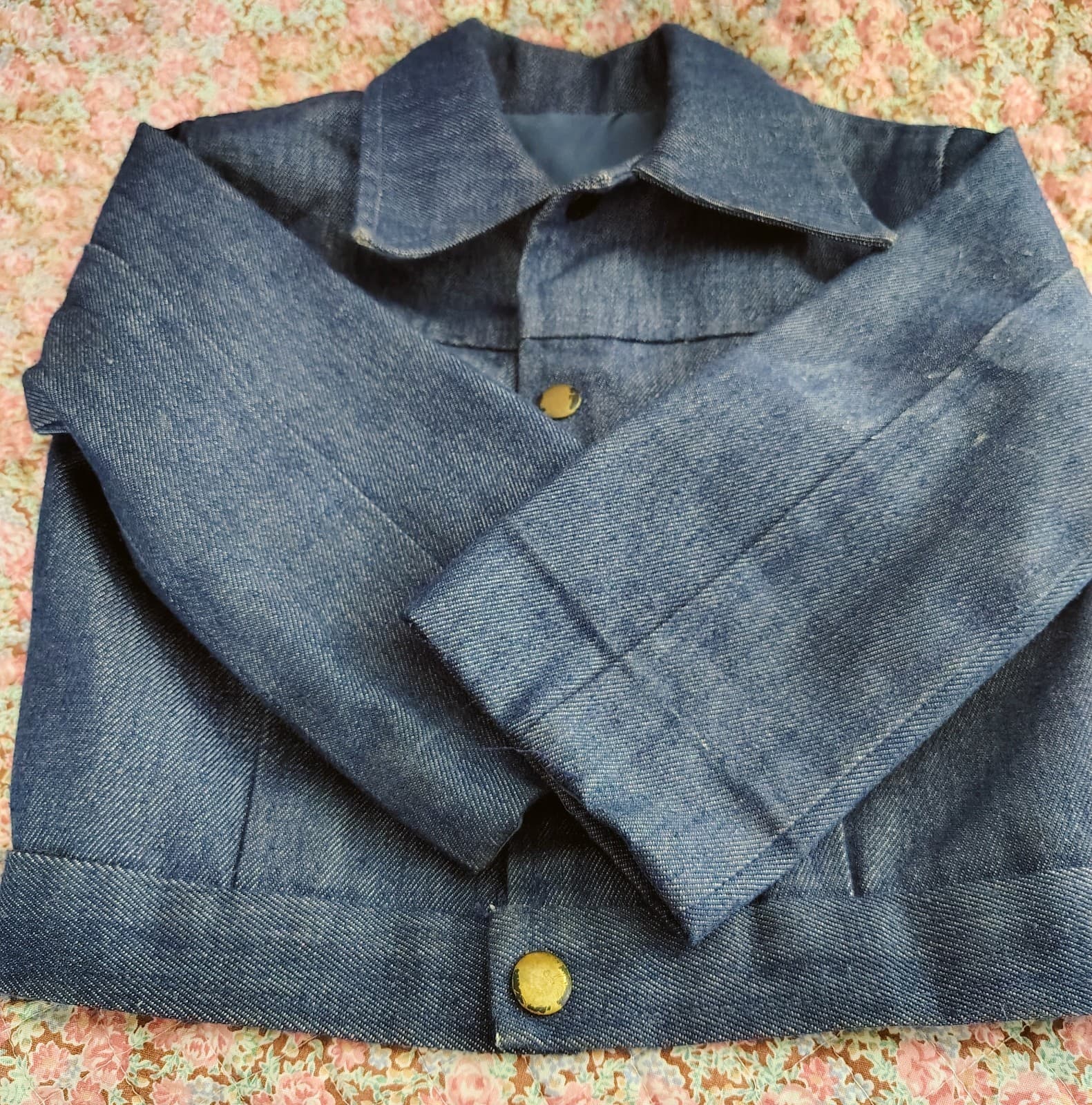 Amish Handmade Toddler Boys Blue Cotton Denim Jean Jacket - Thumbnail 4