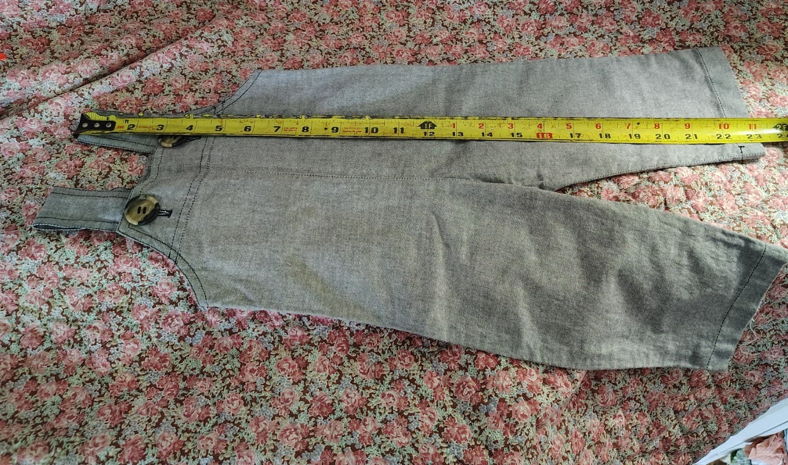 Amish Handmade Toddler Boys Gray Overalls - Thumbnail 2