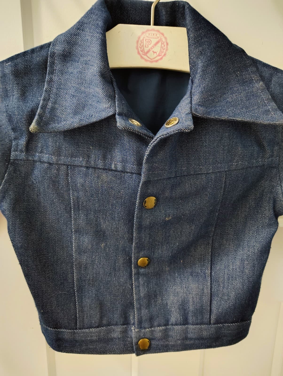 Amish Handmade Toddler Boys Blue Cotton Denim Jean Jacket - Thumbnail 2
