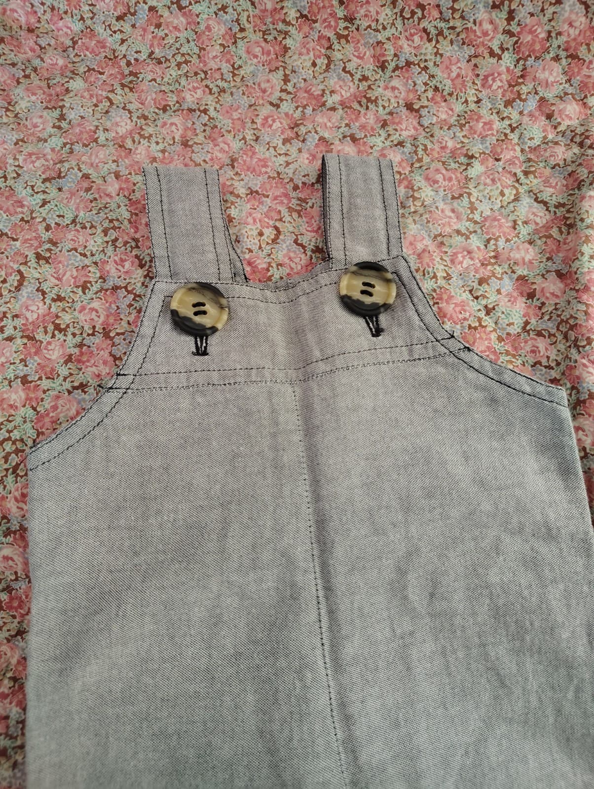 Amish Handmade Toddler Boys Gray Overalls - Thumbnail 4