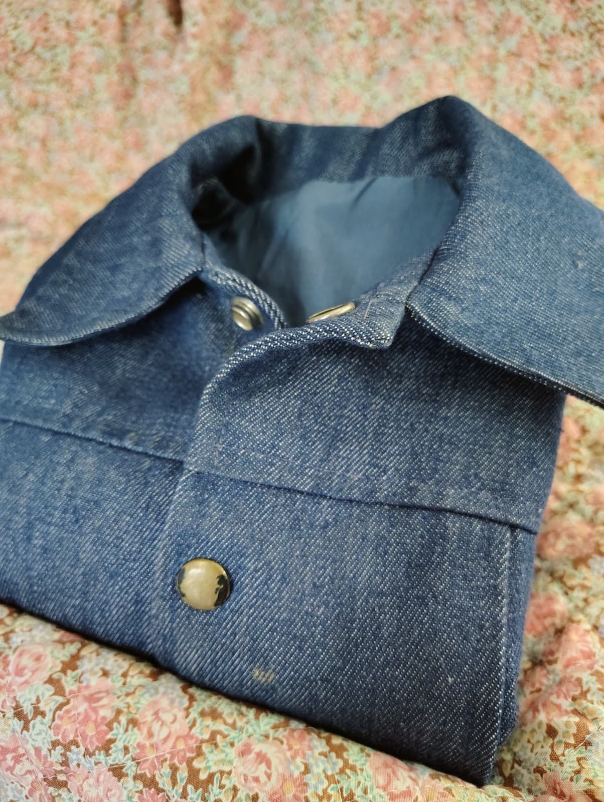 Amish Handmade Toddler Boys Blue Cotton Denim Jean Jacket - Thumbnail 5