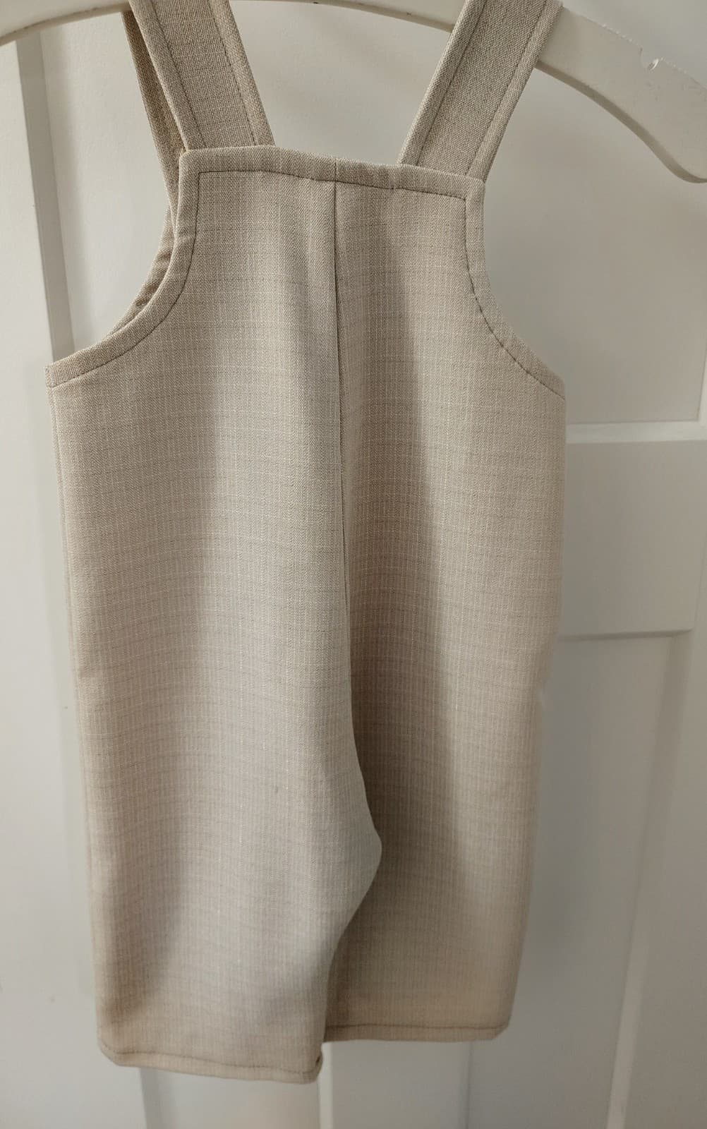 Amish Handmade Toddler Boys Tan Cotton Overalls - Thumbnail 2
