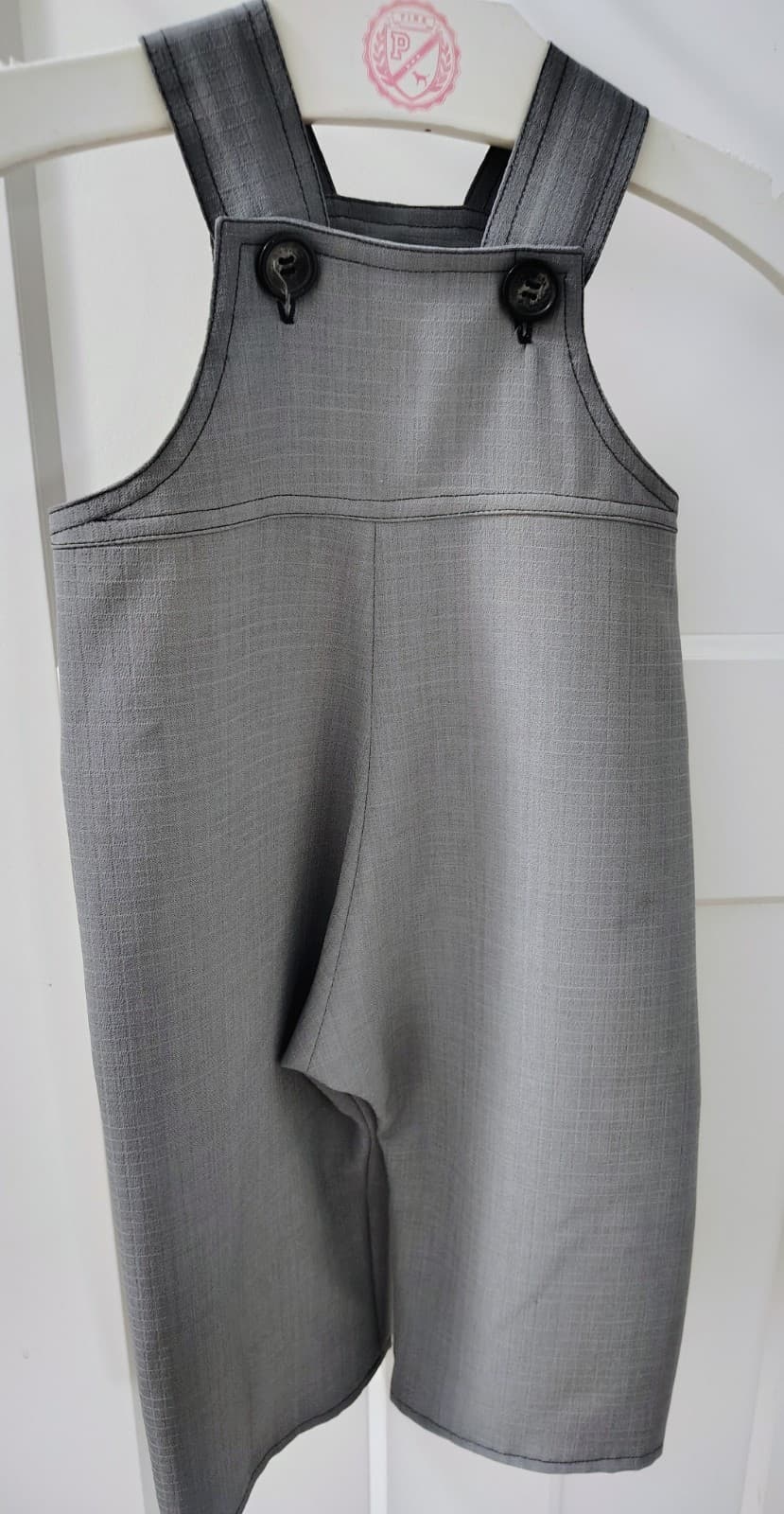 Amish Handmade Toddler Boys Gray Overalls - Thumbnail 3
