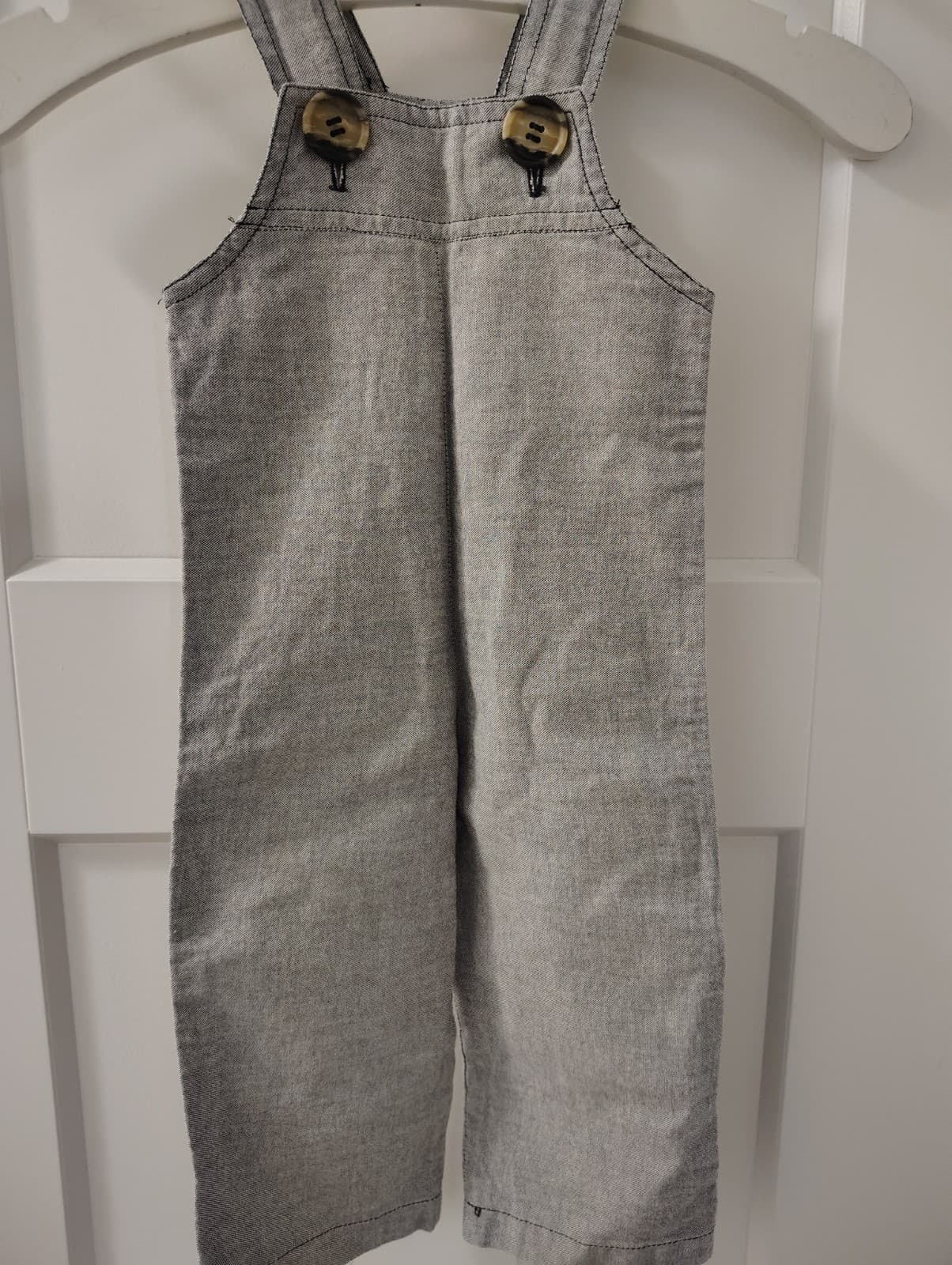 Amish Handmade Toddler Boys Gray Overalls - Thumbnail 6