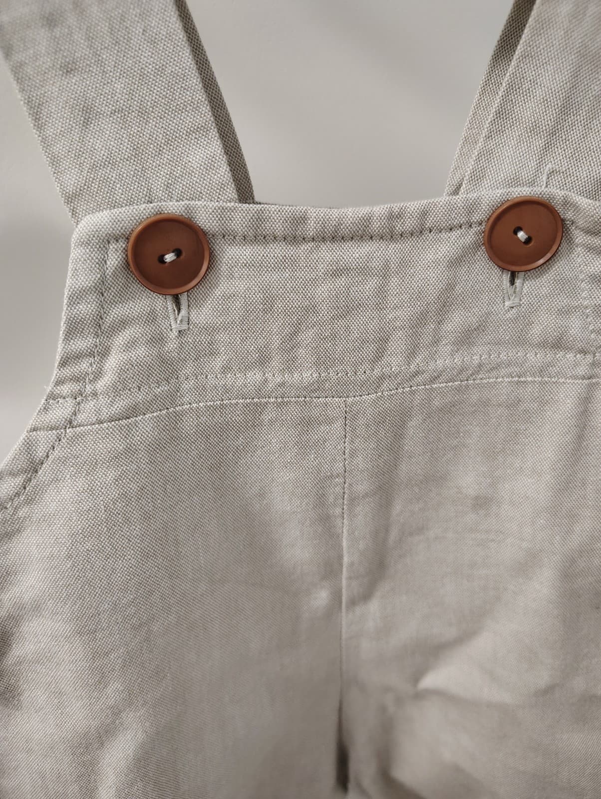 Amish Handmade Baby Toddler Boys Beige Linen Overalls