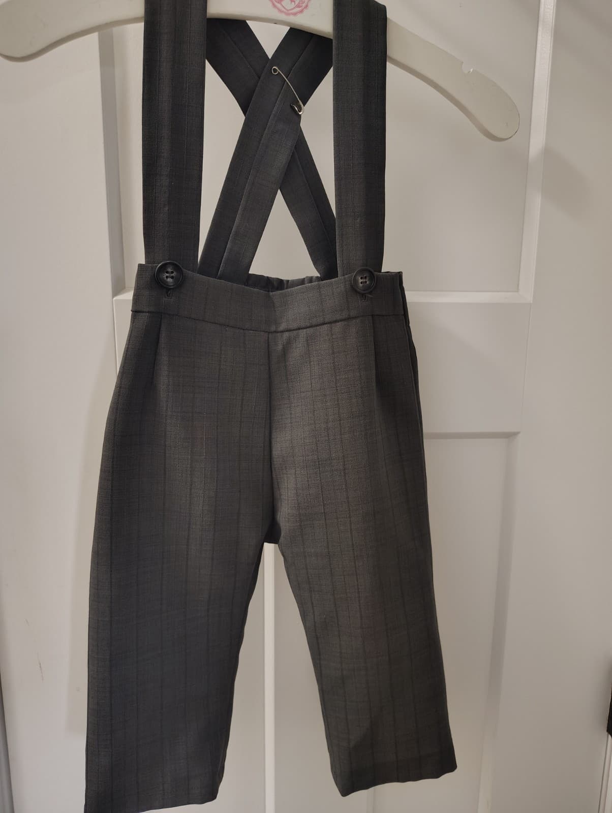 Amish Handmade Toddler Boys Dark Gray Dress Pants Suspenders