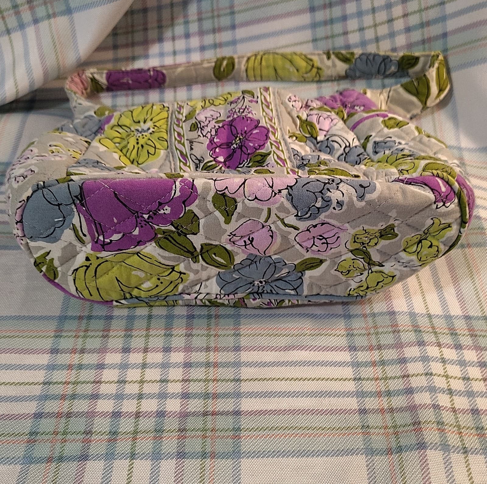 Vera Bradley Quilted Floral Shoulder Bag Purple Green Gray Medium - Thumbnail 9