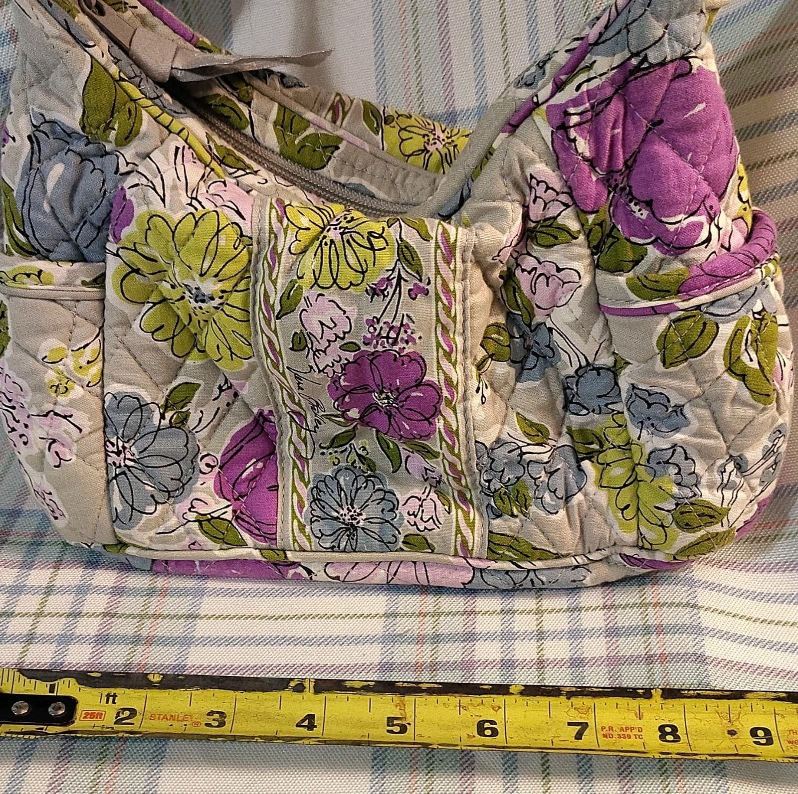 Vera Bradley Quilted Floral Shoulder Bag Purple Green Gray Medium
