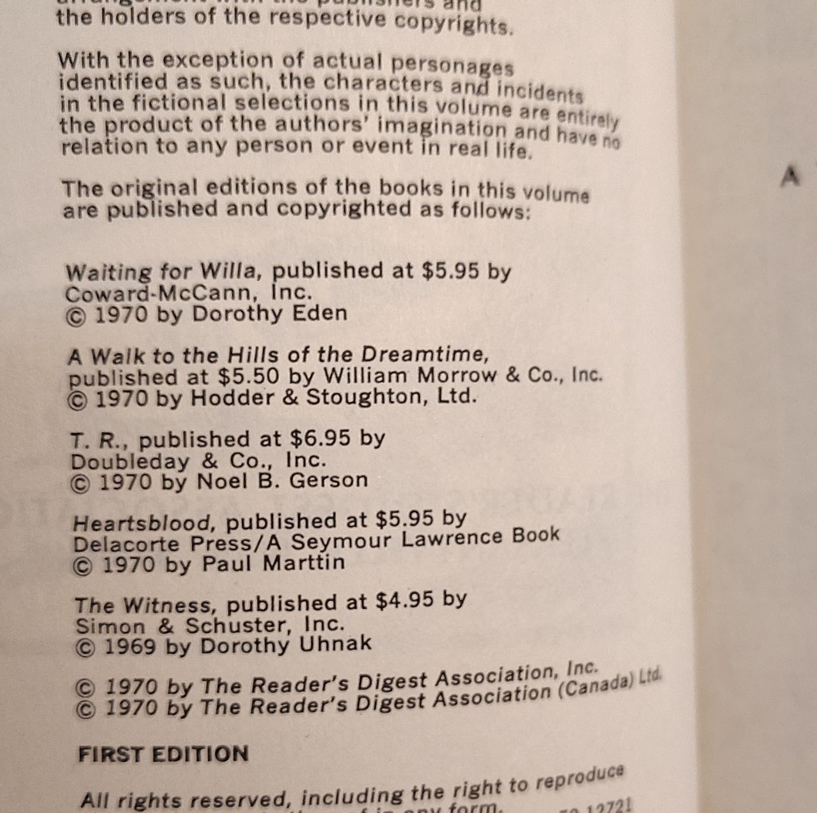 Reader's Digest Condensed Books Vol 1 1970, Hardcover, First Edition, Eden/Mars… - Thumbnail 7