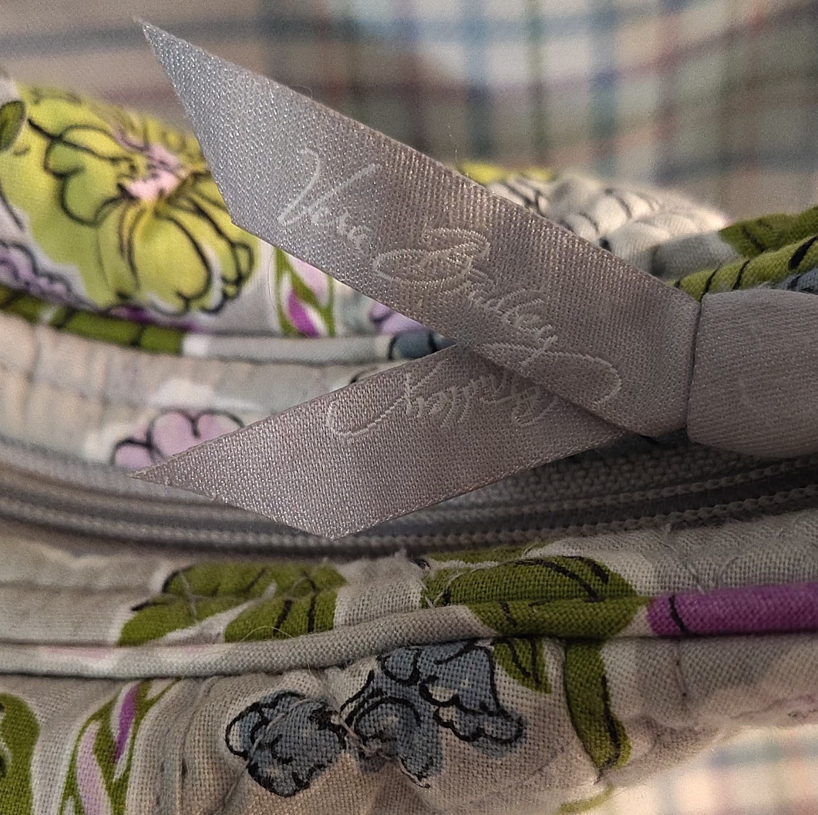 Vera Bradley Quilted Floral Shoulder Bag Purple Green Gray Medium - Thumbnail 5