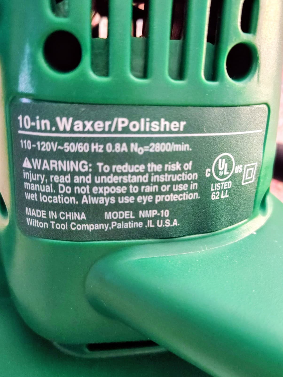Turtle Wax Green 10" Random Orbital Waxer / Polisher w/Case and Manuel #65003TW