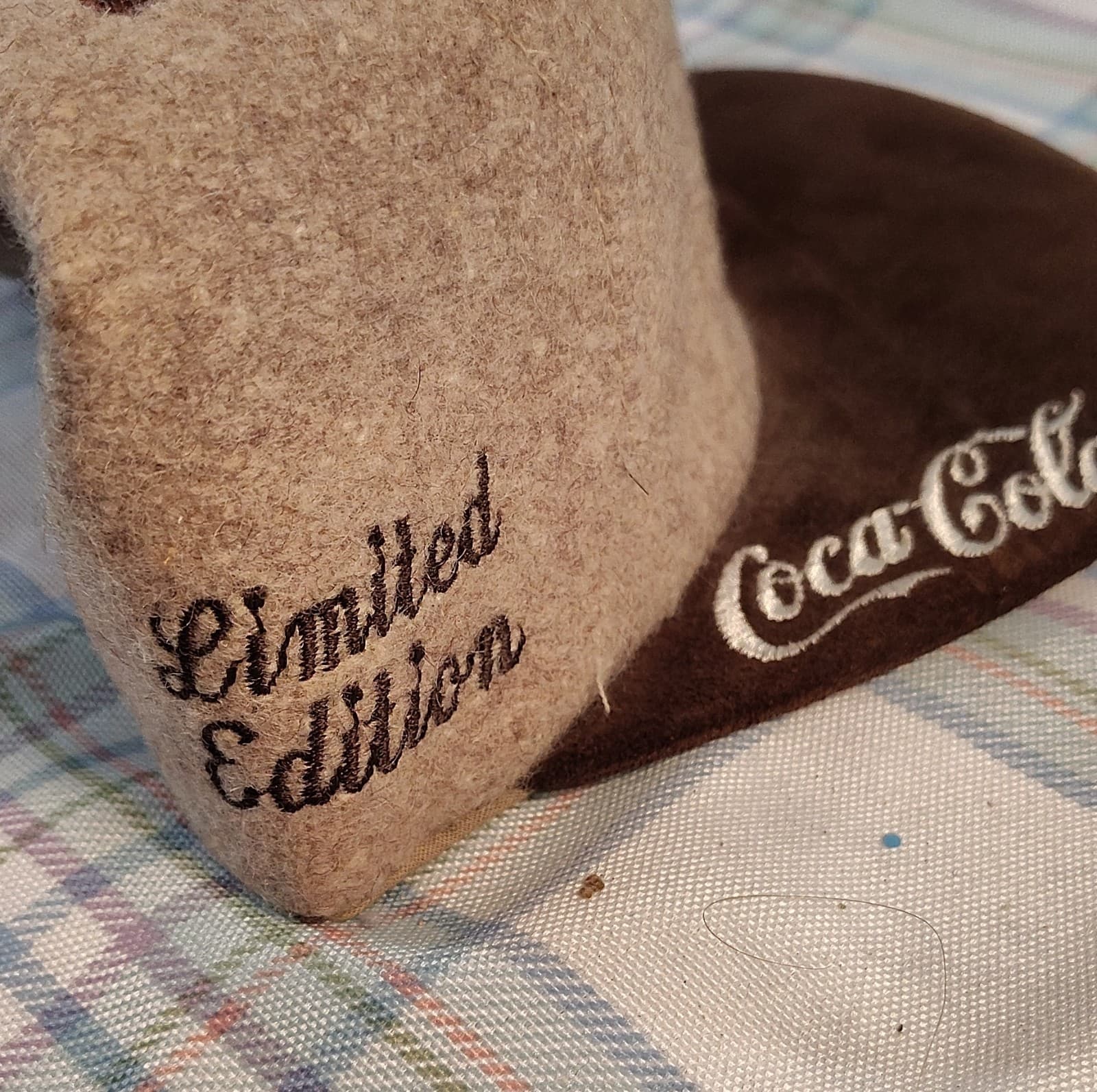Coca-Cola Limited Edition Brown Beige Wool Suede Hat Original 1996 Soda - Thumbnail 3