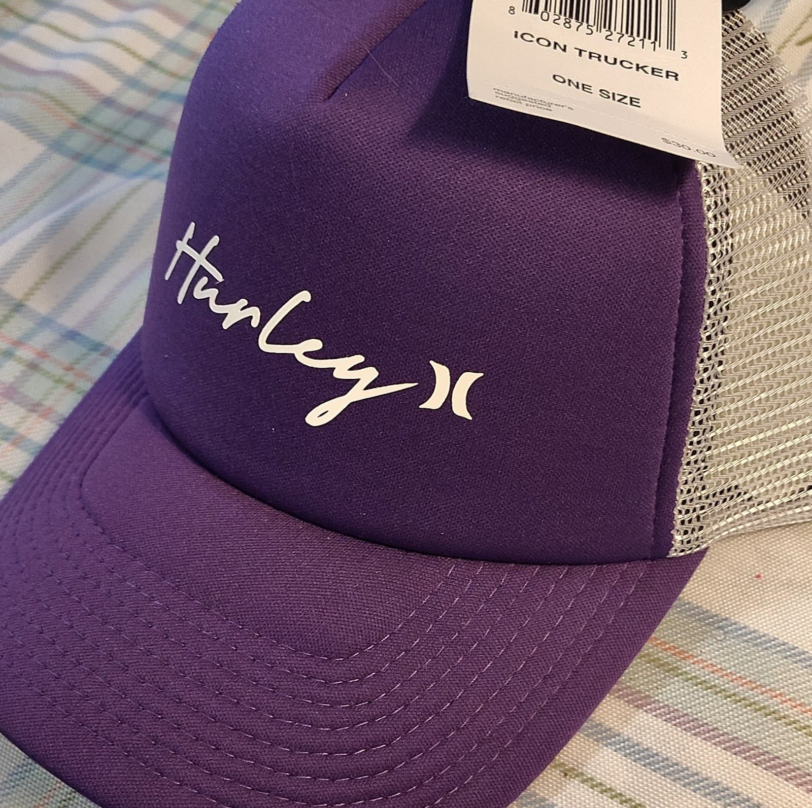 Hurley Icon Trucker Hat Purple White Mesh Back Adjustable One Size Men - Thumbnail 6