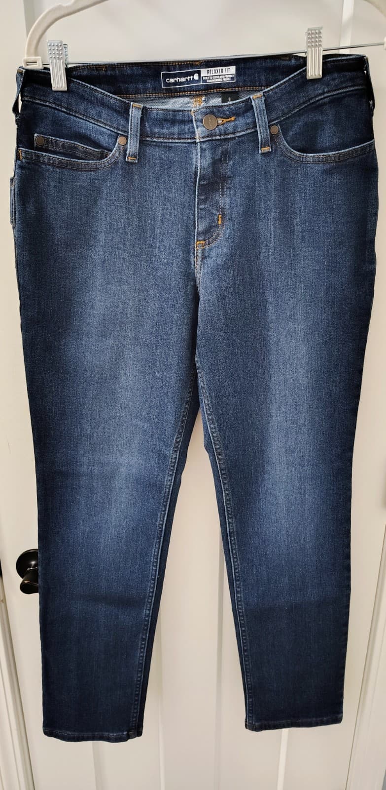 Women’s Size 6 Short Carhartt Rugged Flex Relaxed Fit Straight Jeans Denim NWT - Thumbnail 6