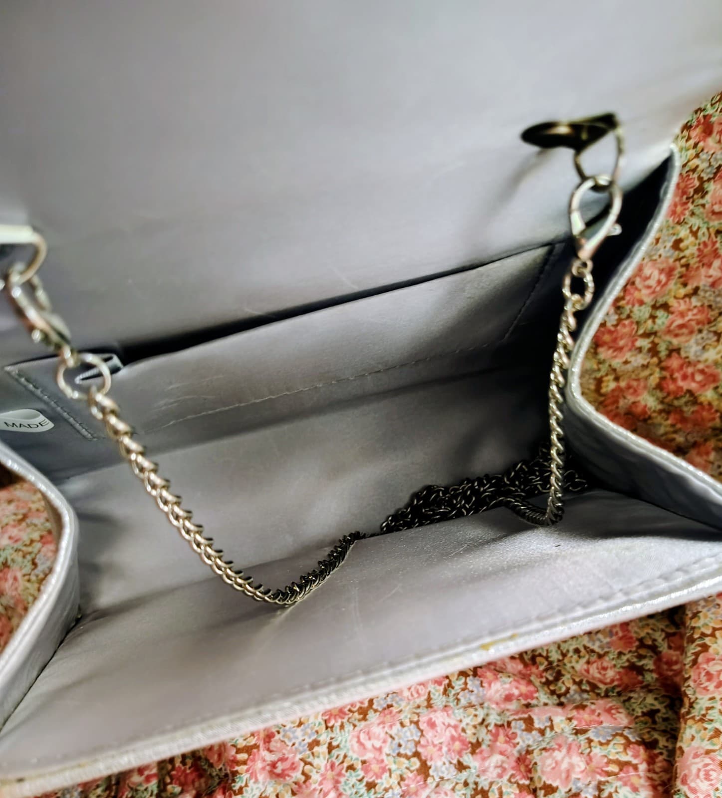 White/Ivory Beaded Embellished Formal Dress Handbag Metal Chain Strap - Thumbnail 12