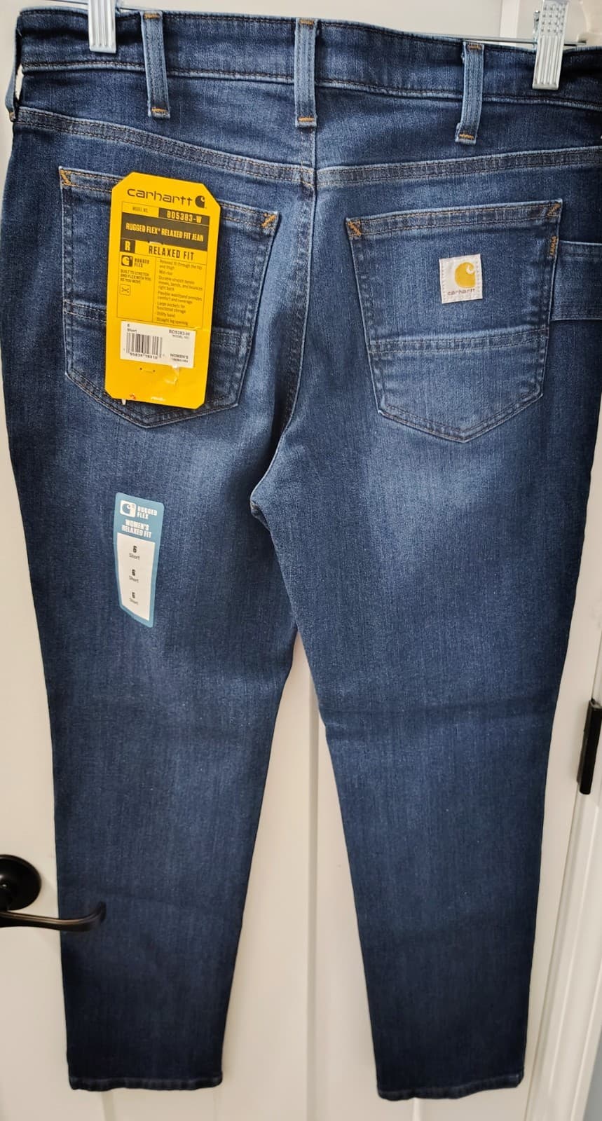 Women’s Size 6 Short Carhartt Rugged Flex Relaxed Fit Straight Jeans Denim NWT - Thumbnail 2