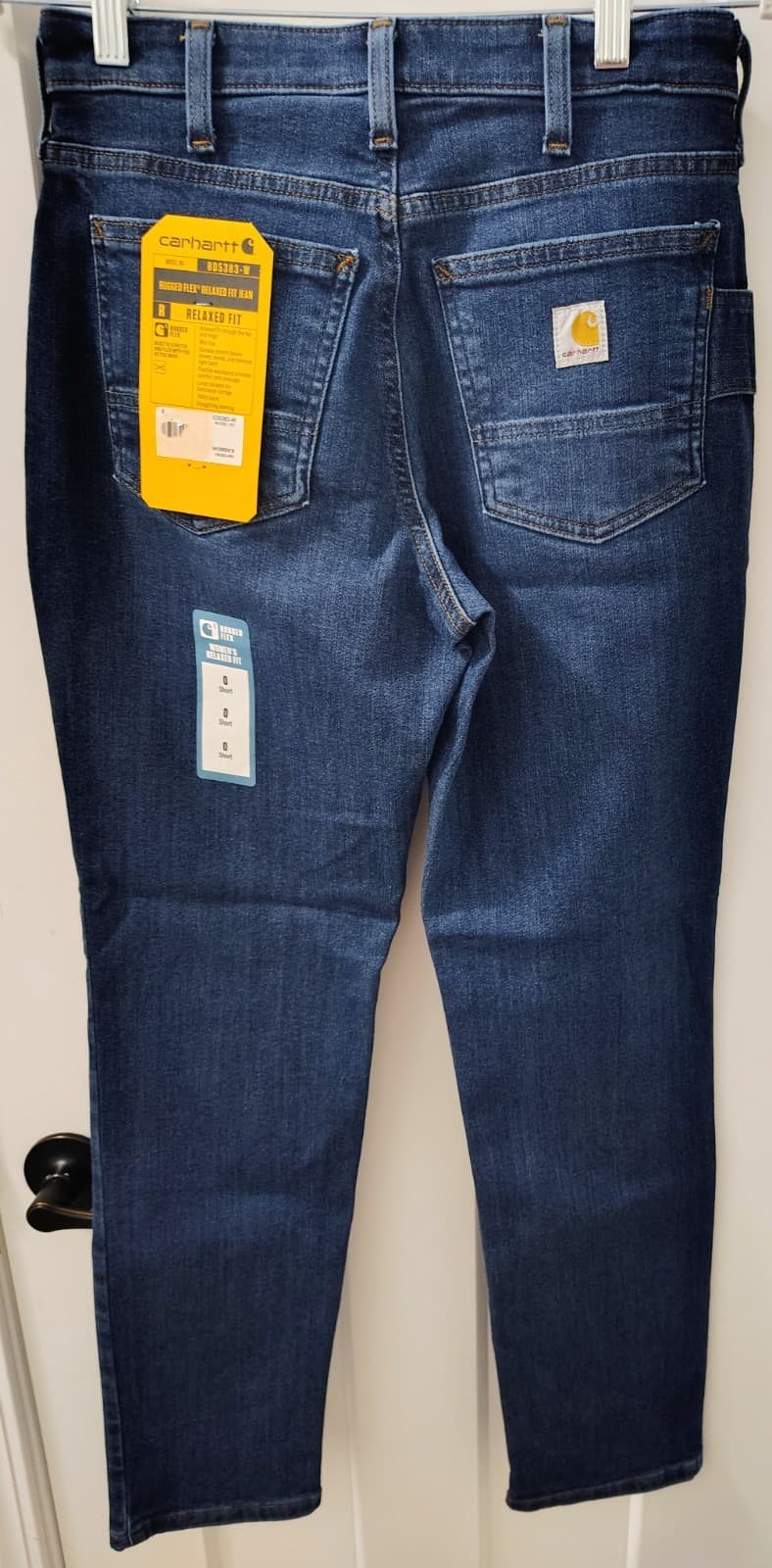Carhartt Relaxed Fit Jeans Womens 0 Short Blue Denim Straight Workwear NWT