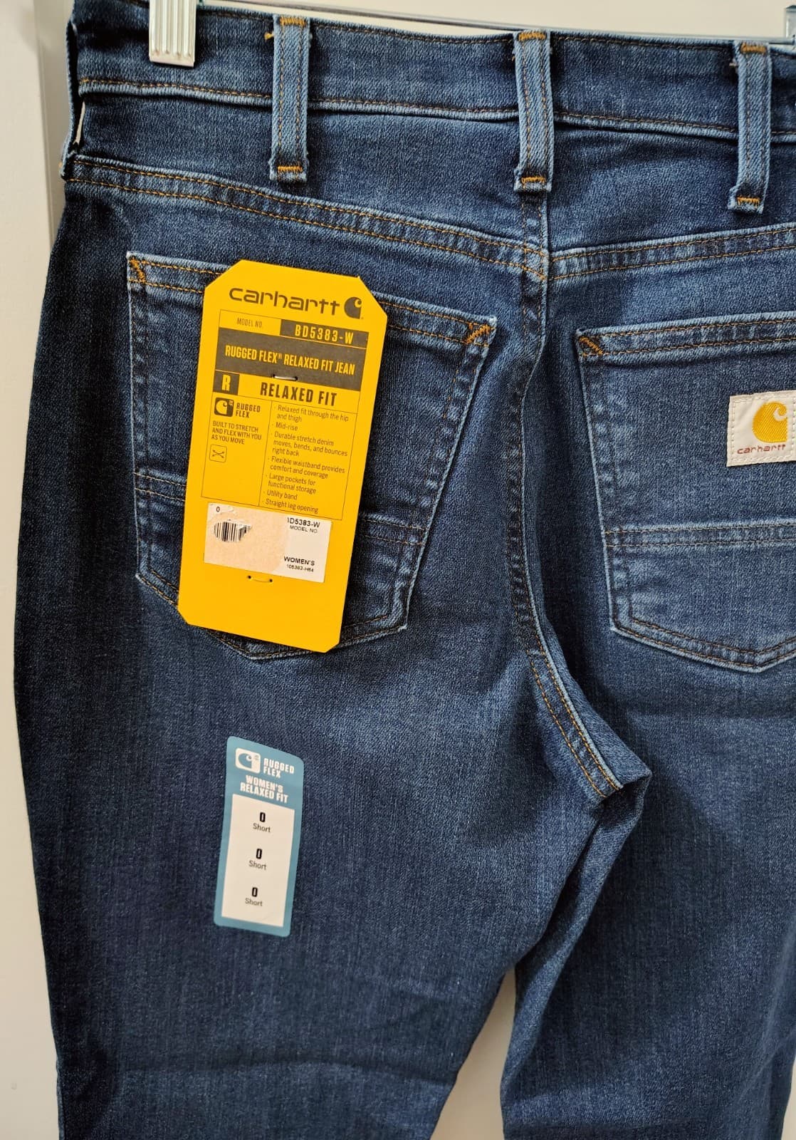 Carhartt Relaxed Fit Jeans Womens 0 Short Blue Denim Straight Workwear NWT - Thumbnail 2