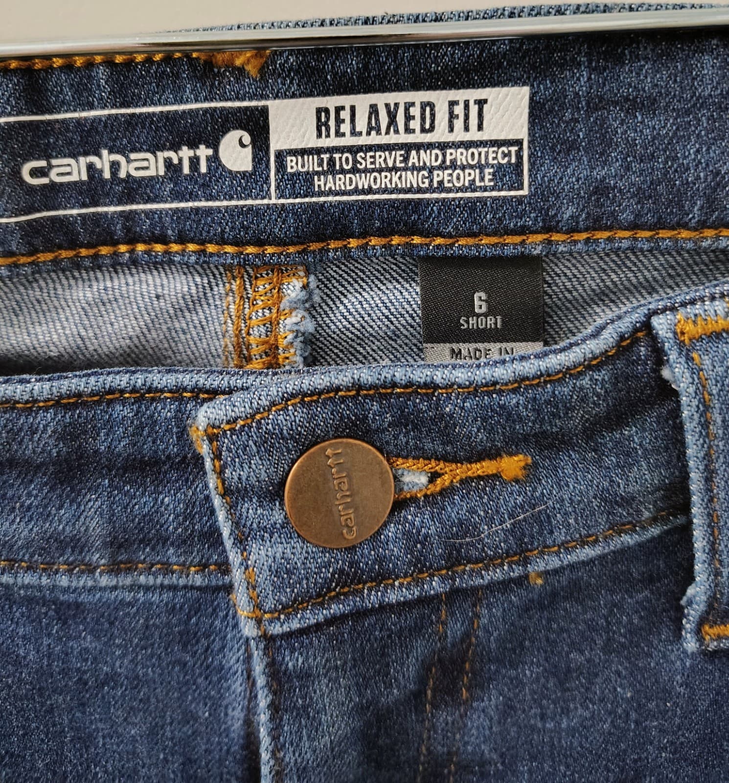 Women’s Size 6 Short Carhartt Rugged Flex Relaxed Fit Straight Jeans Denim NWT