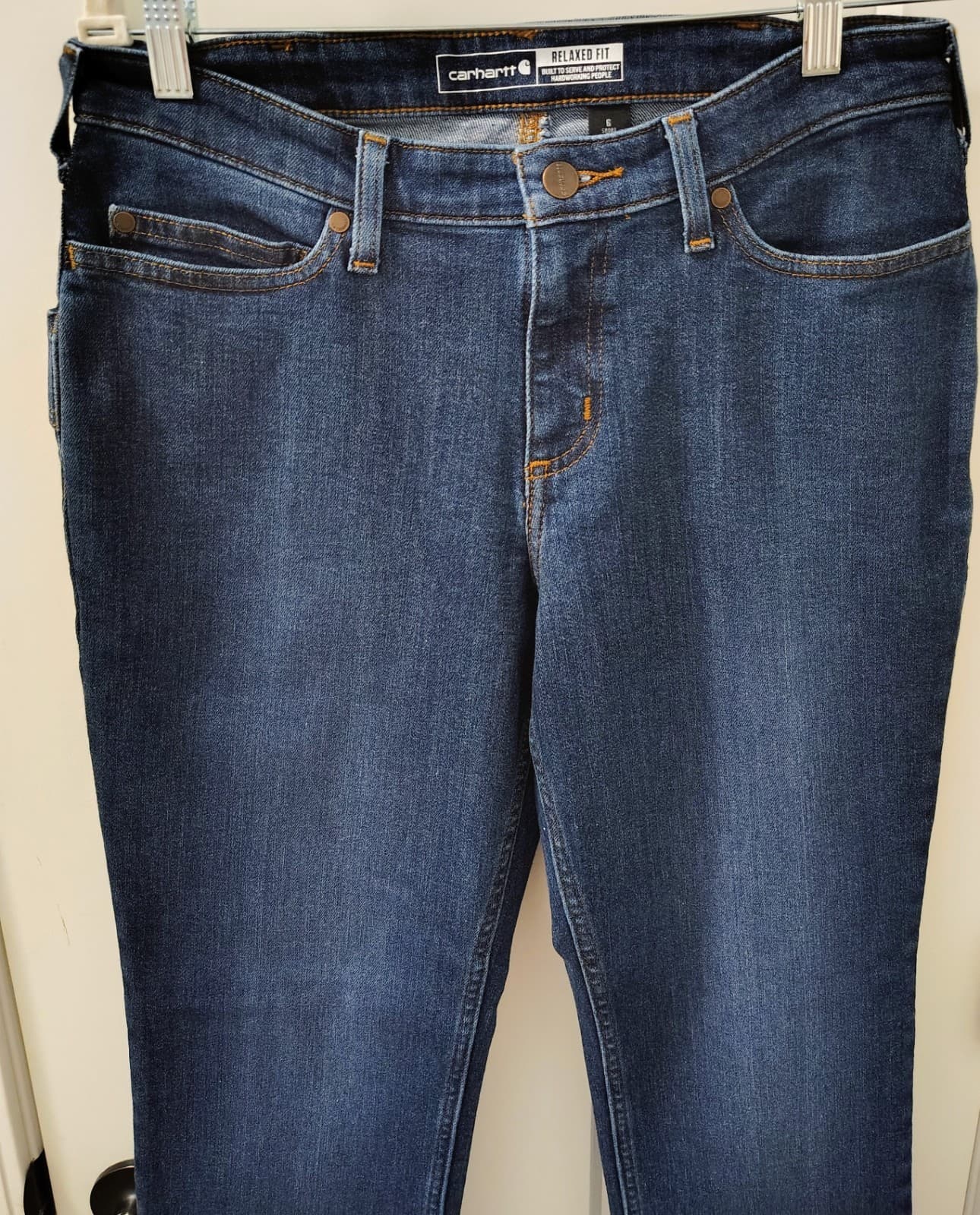 Women’s Size 6 Short Carhartt Rugged Flex Relaxed Fit Straight Jeans Denim NWT - Thumbnail 5