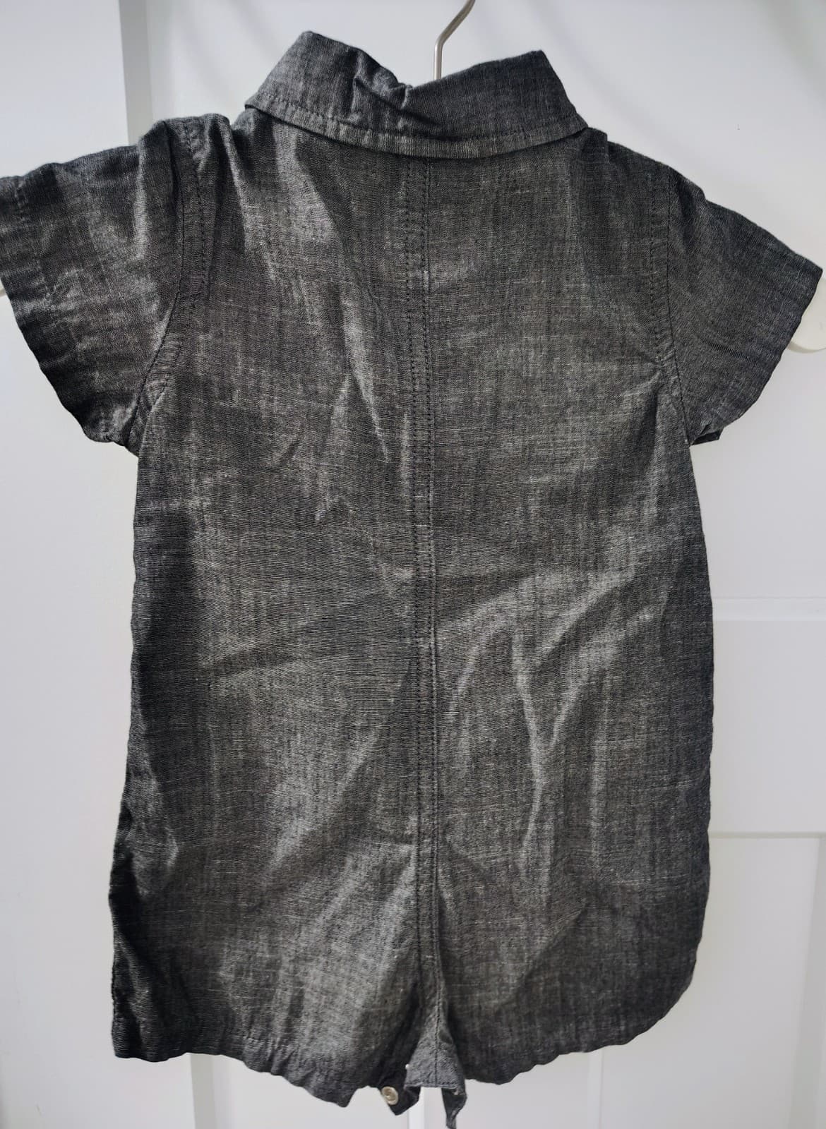 Wrangler Baby Boy Gray Linen Romper 12 Mo - Thumbnail 3