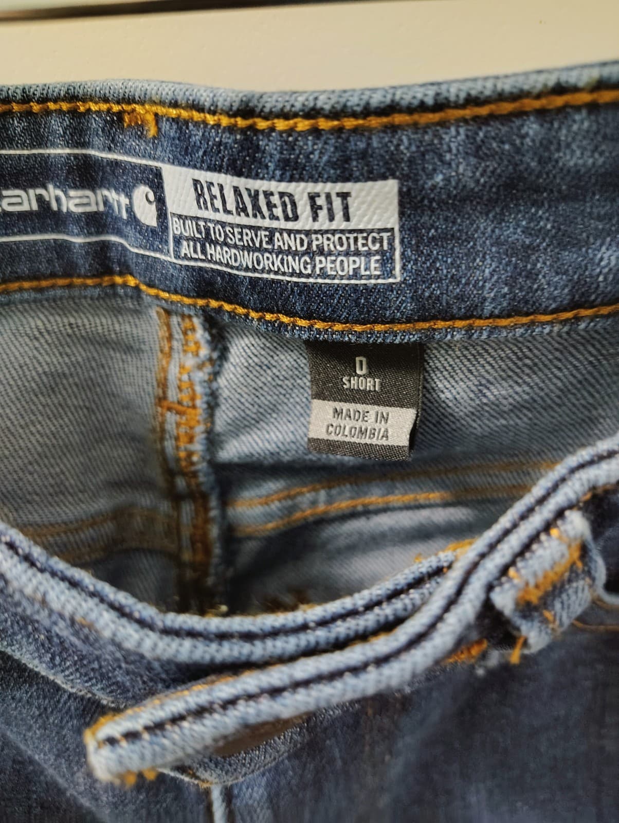 Carhartt Relaxed Fit Jeans Womens 0 Short Blue Denim Straight Workwear NWT - Thumbnail 4