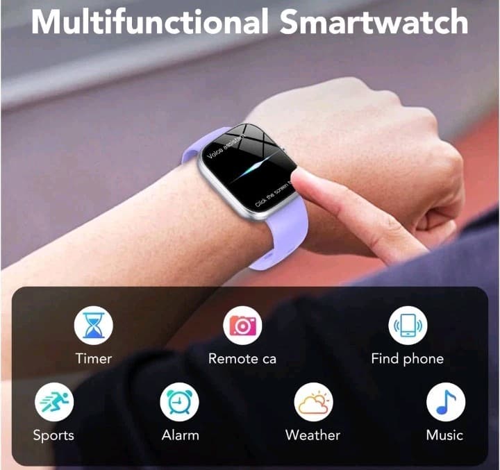 NIB Smart Bracelet 1.91" HD Screen Bluetooth Call Fitness Tracker Silver Purple - Thumbnail 9