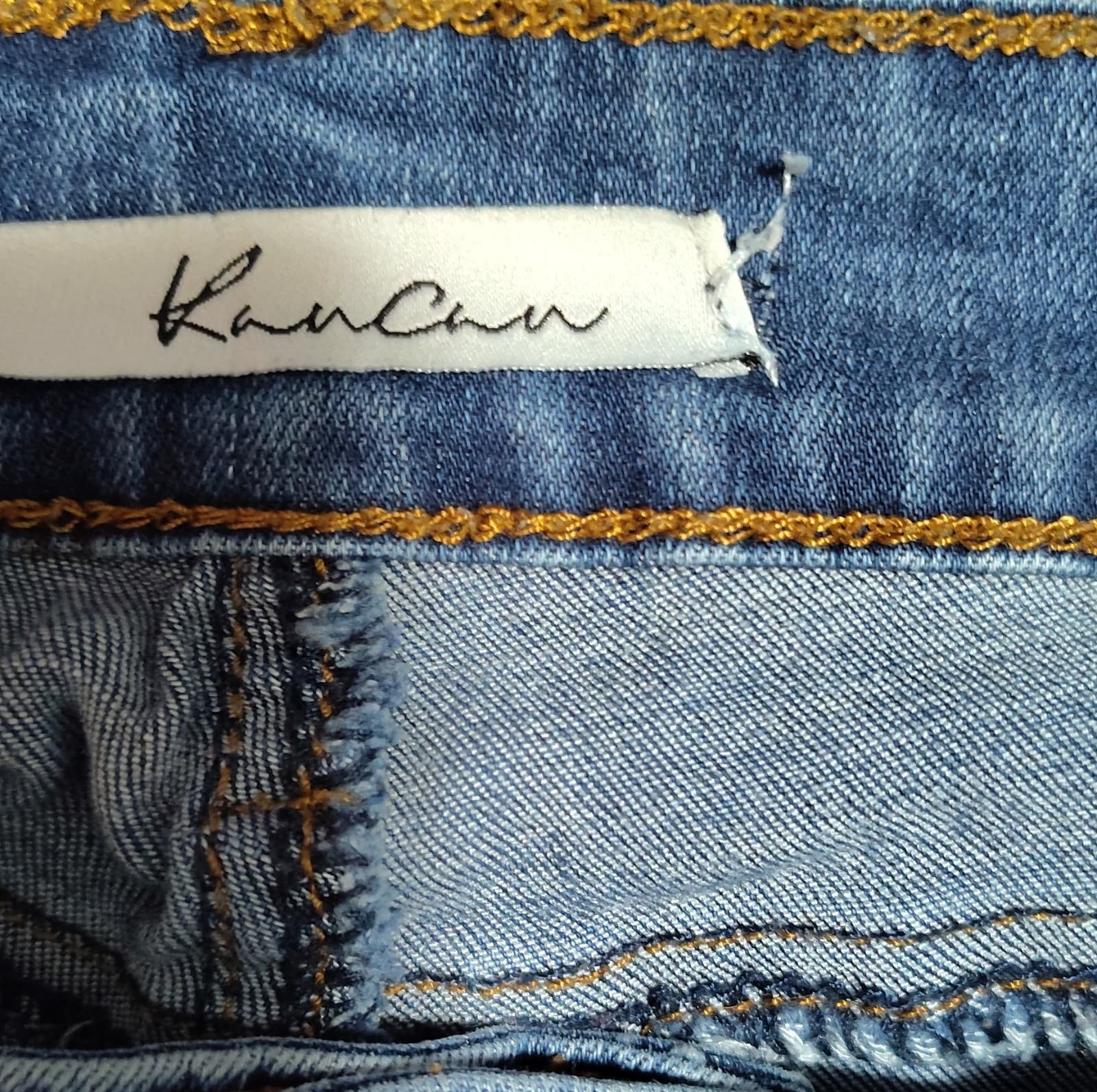 KanCan Skinny Jeans Blue Medium Wash Stretch Denim Women's Slim Fit 5-Pocket - Thumbnail 7