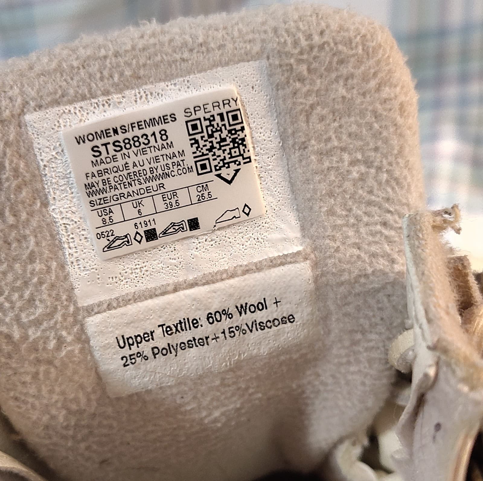 Sperry STS88318 Plaid Wool Blend Ankle Duck Boots Beige White Lace Rubber Sole - Thumbnail 7