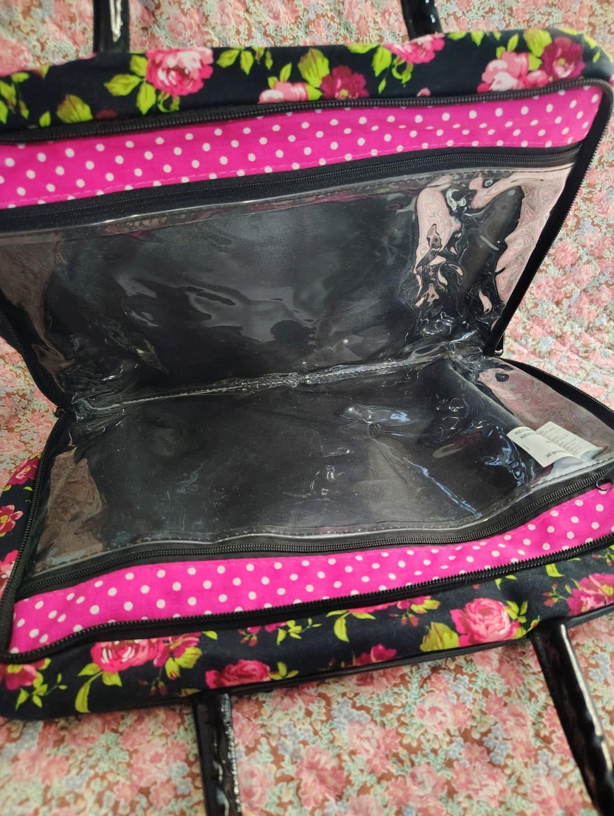 Large floral Fabric Travel Bathroom Cosmetic Bag - Thumbnail 16