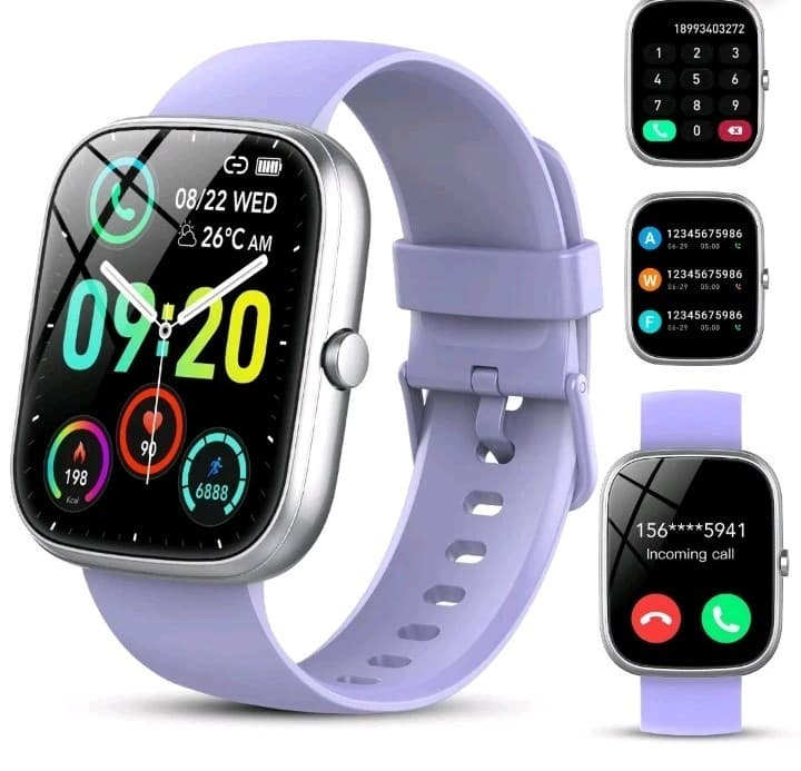NIB Smart Bracelet 1.91" HD Screen Bluetooth Call Fitness Tracker Silver Purple - Thumbnail 7