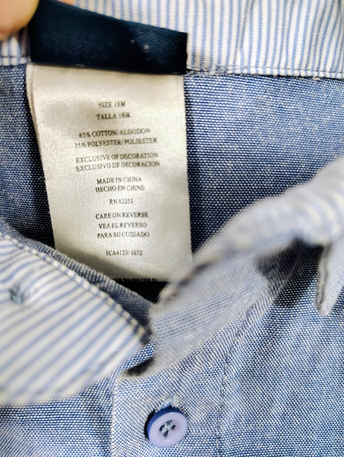 Baby Boy Dress Shirt By baby Boyz, Blue Linen, 18 Months - Thumbnail 5