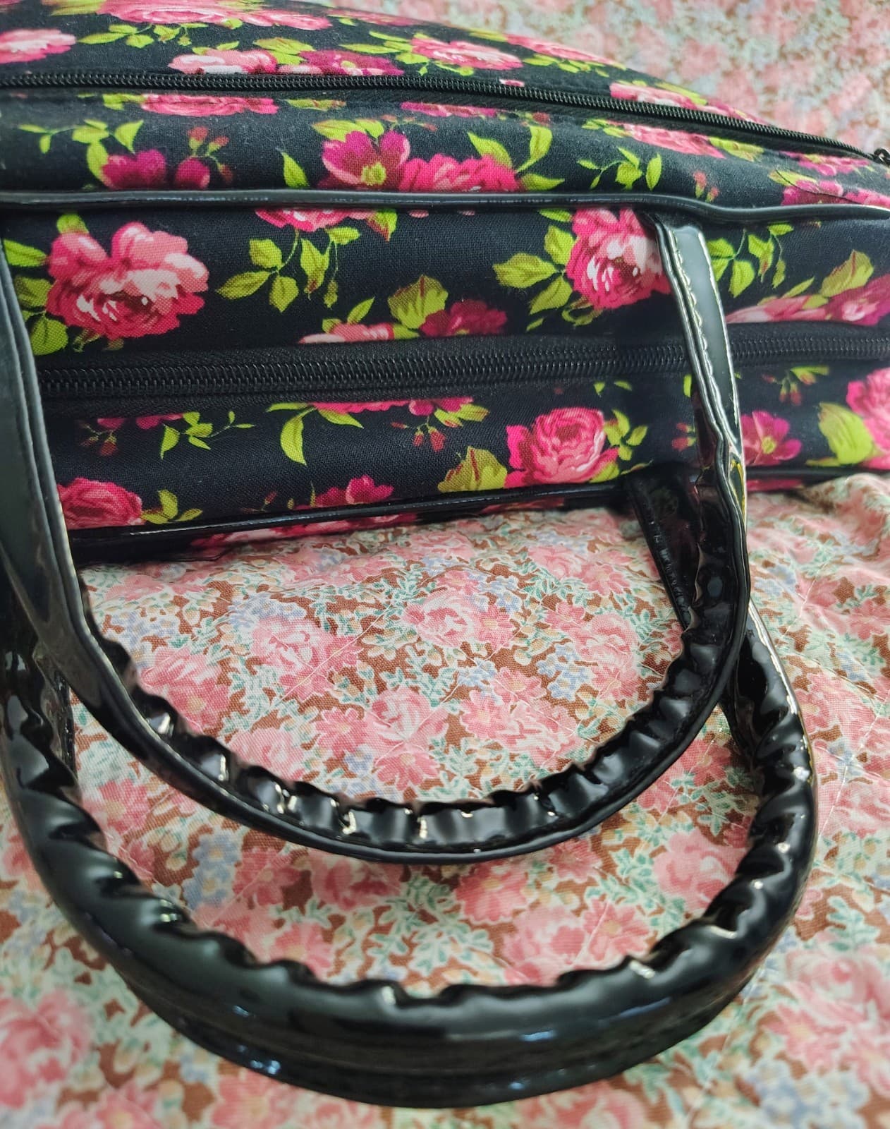 Large floral Fabric Travel Bathroom Cosmetic Bag - Thumbnail 11