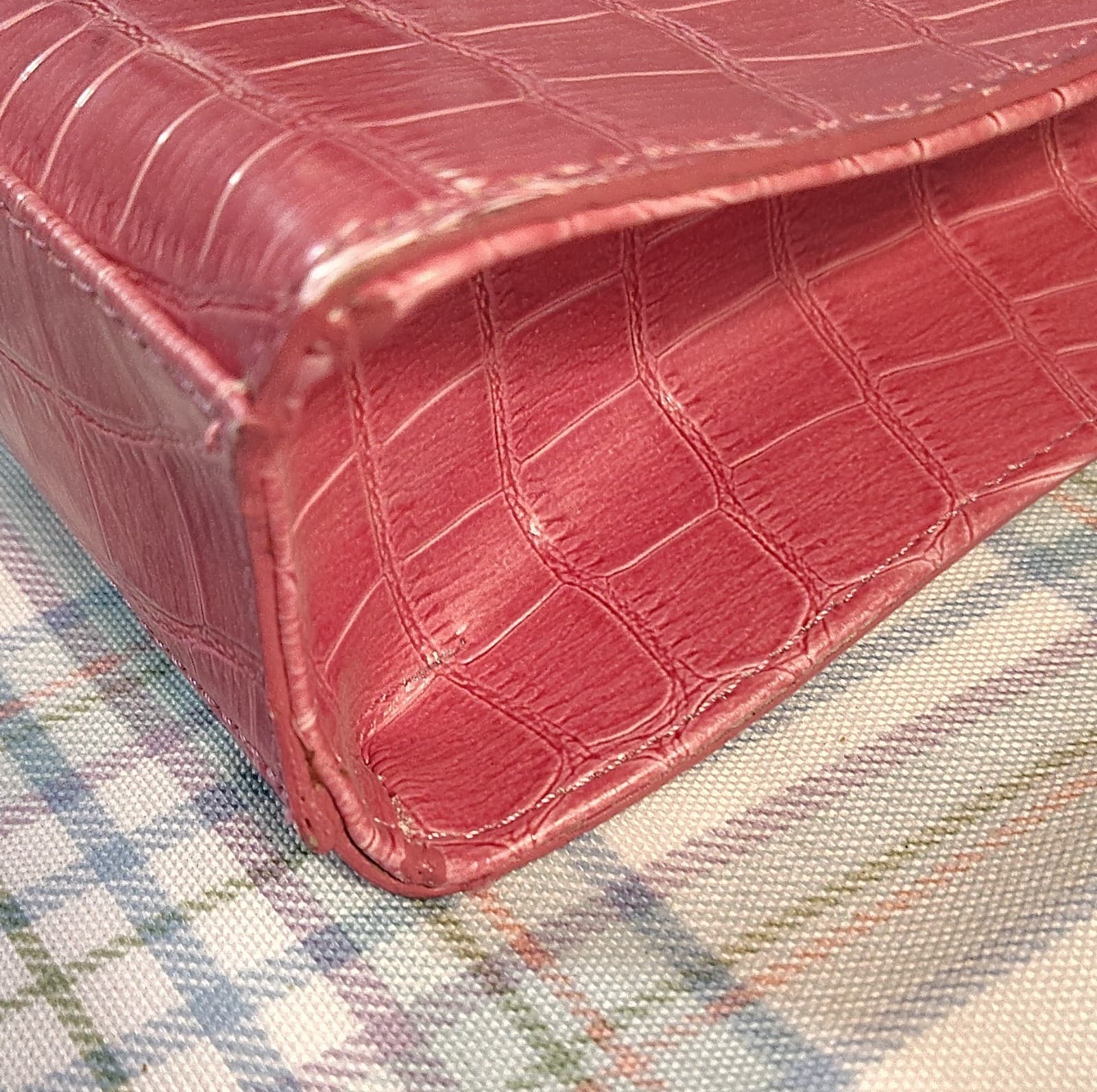 Liz Claiborne Crocodile Embossed Shoulder Bag Pink Gold Hardware Small - Thumbnail 5