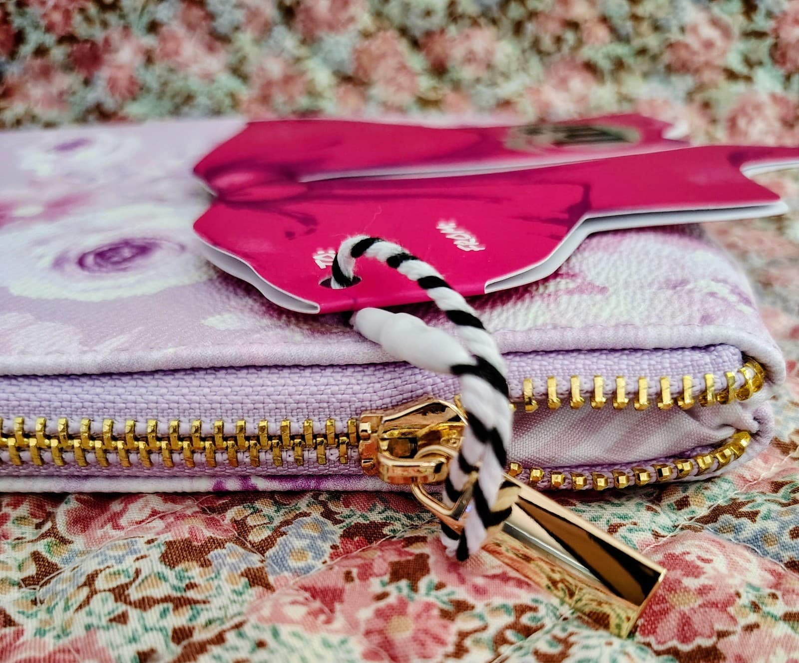 Hi Peach Layne purple floral large zipper pouch - Thumbnail 4