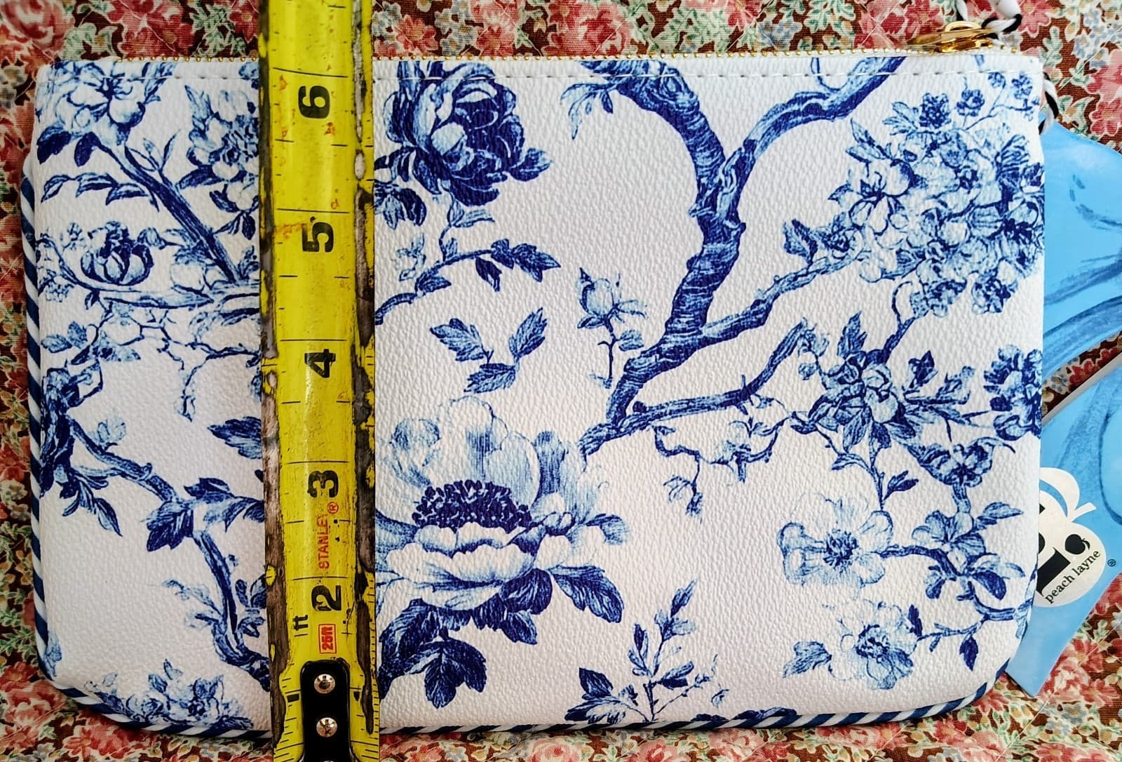Hi Peach Layne Blue Toile Large Zipper Pouch - Thumbnail 7