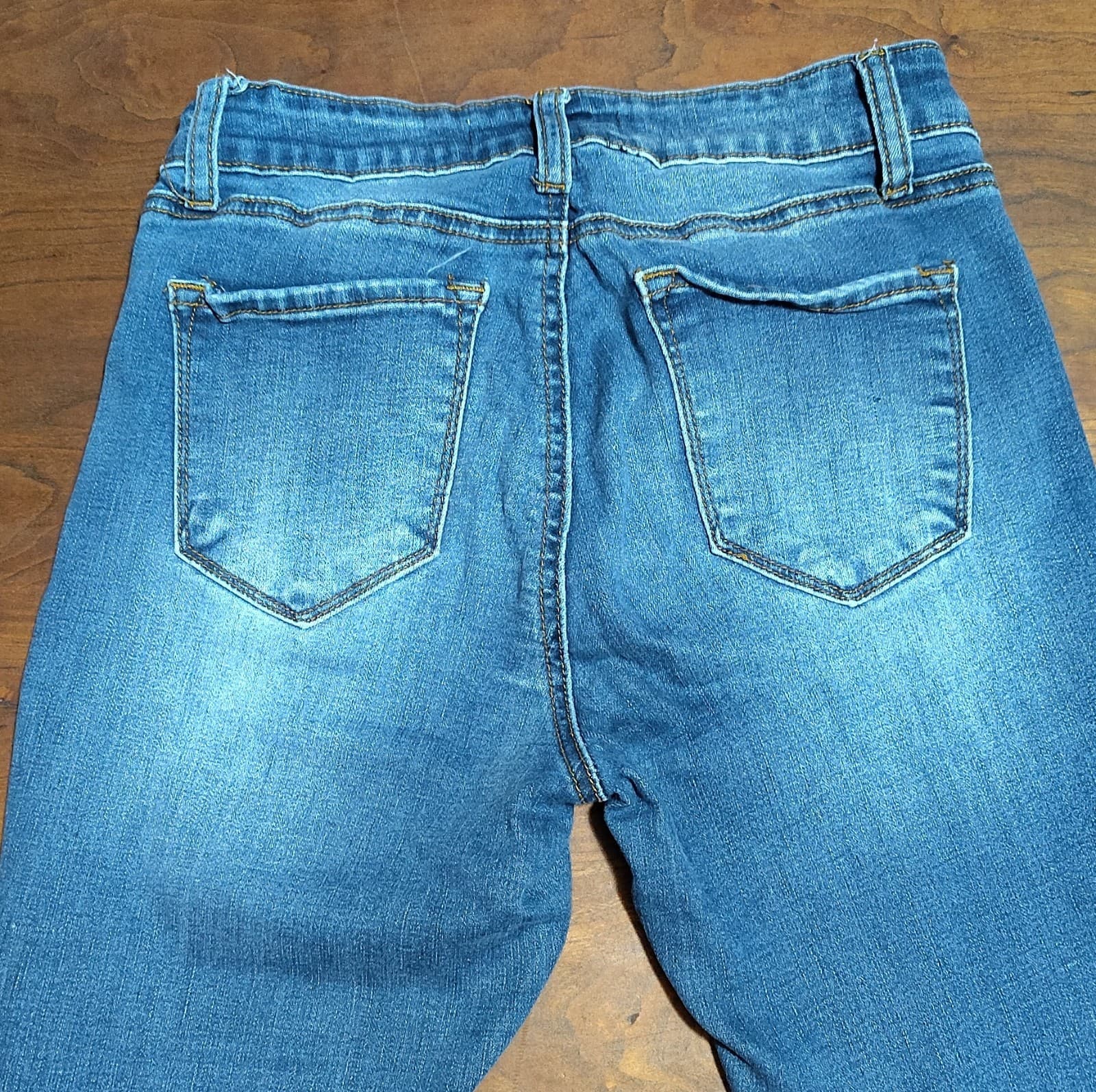 KanCan Skinny Jeans Blue Medium Wash Stretch Denim Women's Slim Fit 5-Pocket - Thumbnail 5