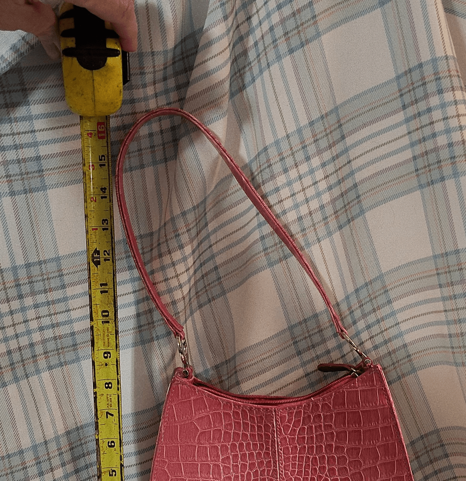 Liz Claiborne Crocodile Embossed Shoulder Bag Pink Gold Hardware Small - Thumbnail 2