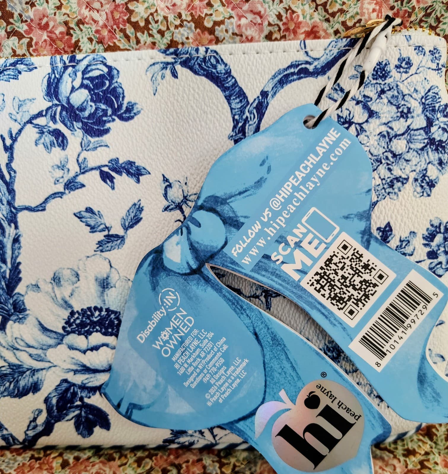 Hi Peach Layne Blue Toile Large Zipper Pouch - Thumbnail 2