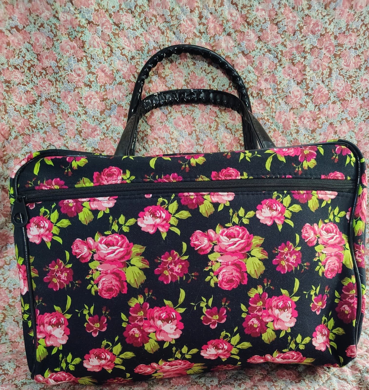 Large floral Fabric Travel Bathroom Cosmetic Bag - Thumbnail 14